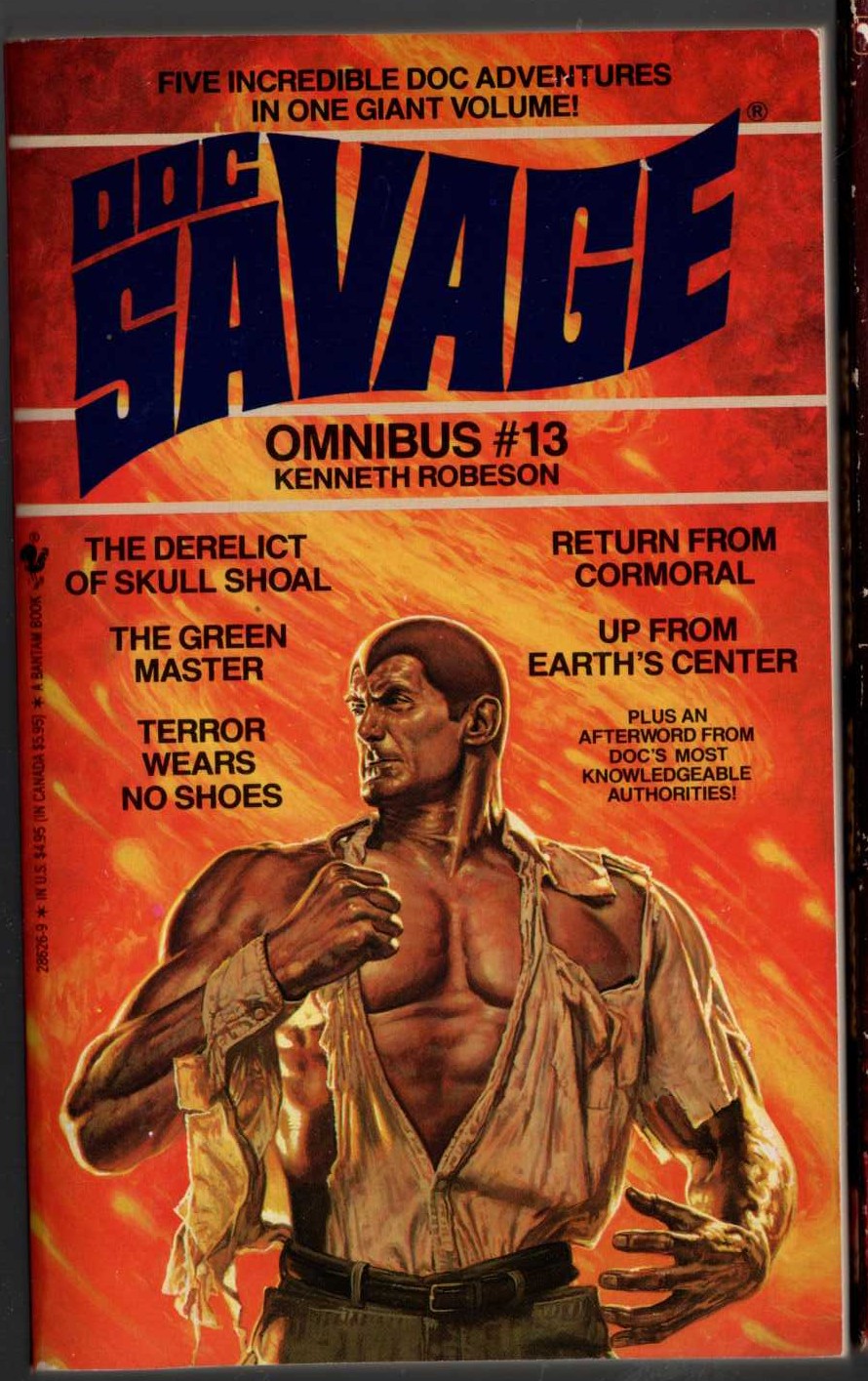 Kenneth Robeson  DOC SAVAGE - OMNIBUS #13: THE DERELICT OF SKULL SHOAL/ RETURNFROM CORMORAL/ THE GREEN MASTER/ UP FROM EARTH'S CENTER/ TERROR WEARS NO SHOES front book cover image