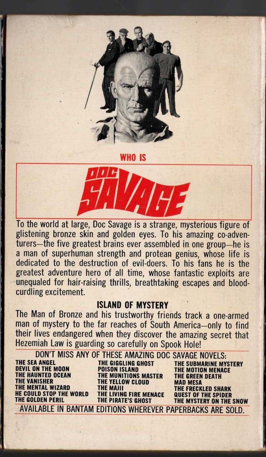 Kenneth Robeson  DOC SAVAGE: SPOOK HOLE magnified rear book cover image