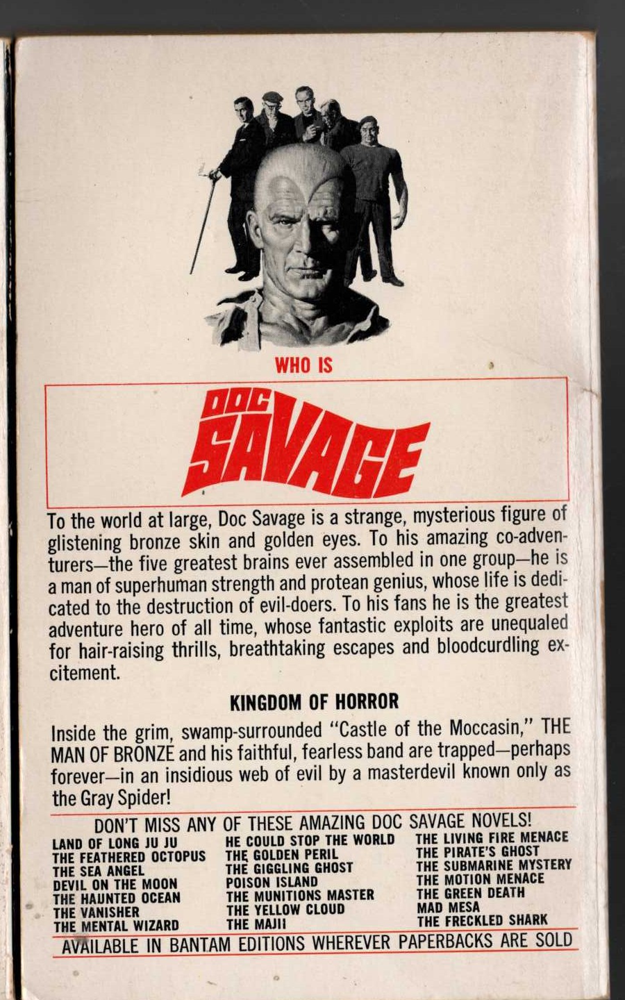 Kenneth Robeson  DOC SAVAGE: QUEST OF THE SPIDER magnified rear book cover image