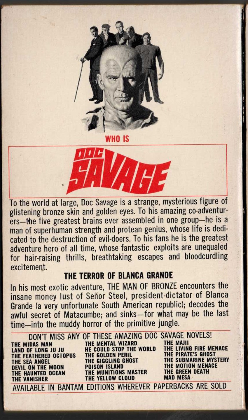 Kenneth Robeson  DOC SAVAGE: THE FRECKLED SHARK magnified rear book cover image