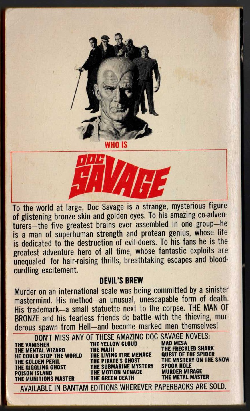 Kenneth Robeson  DOC SAVAGE: THE SEVEN AGATE DEVILS magnified rear book cover image