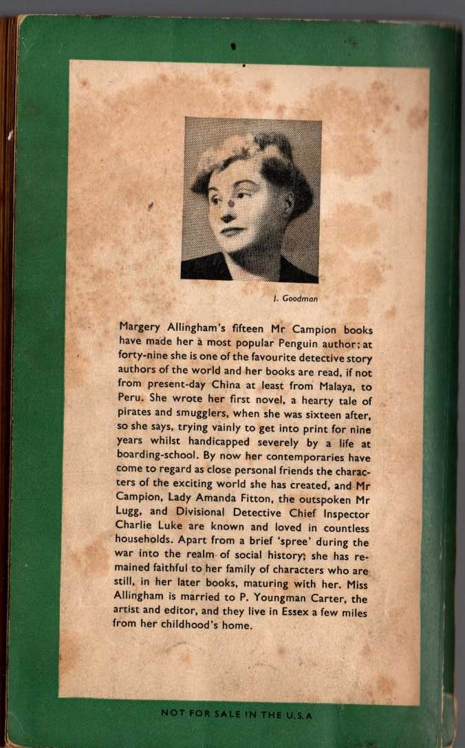 Margery Allingham  LOOK TO THE LADY magnified rear book cover image