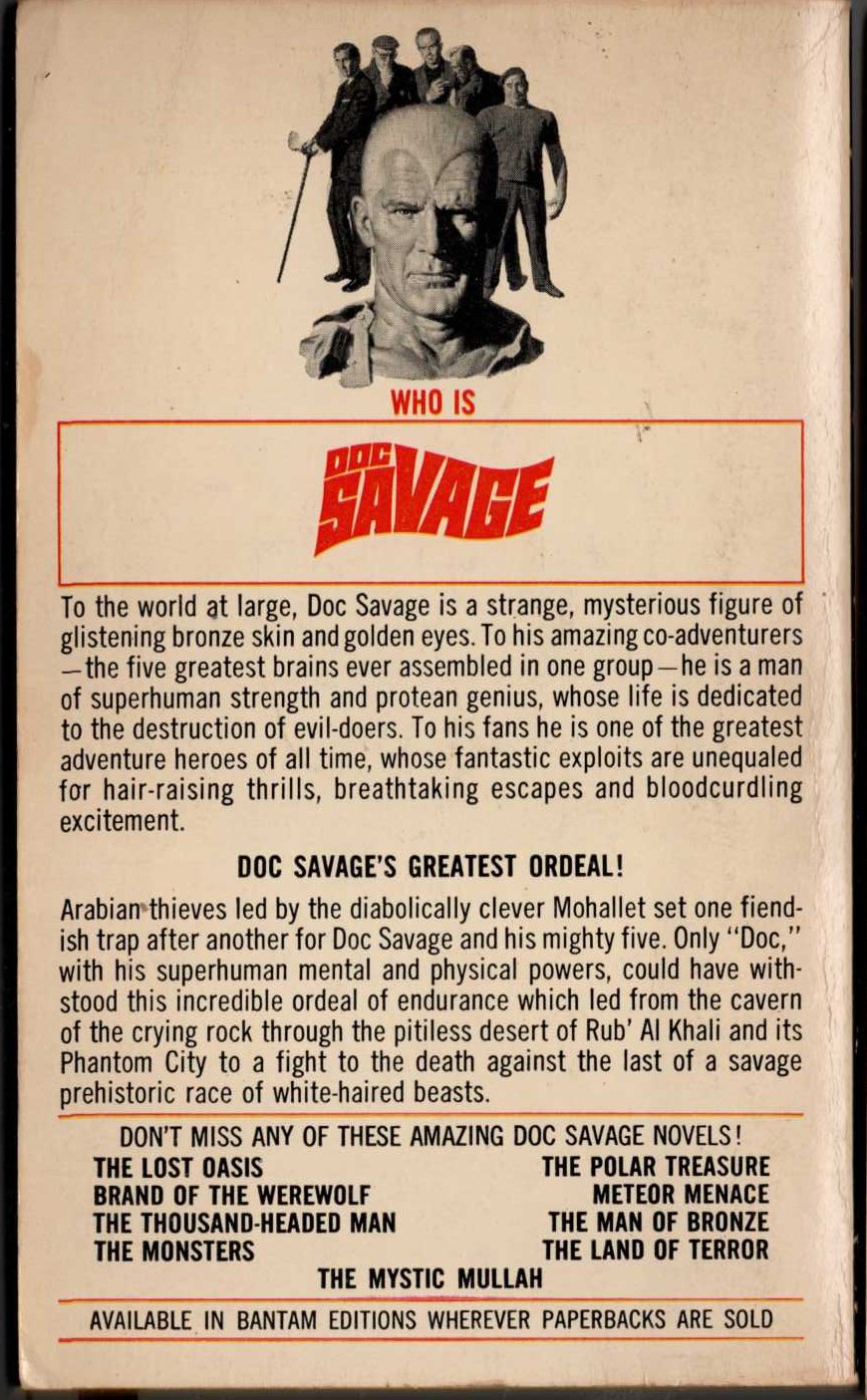 Kenneth Robeson  DOC SAVAGE: THE PHANTOM CITY magnified rear book cover image