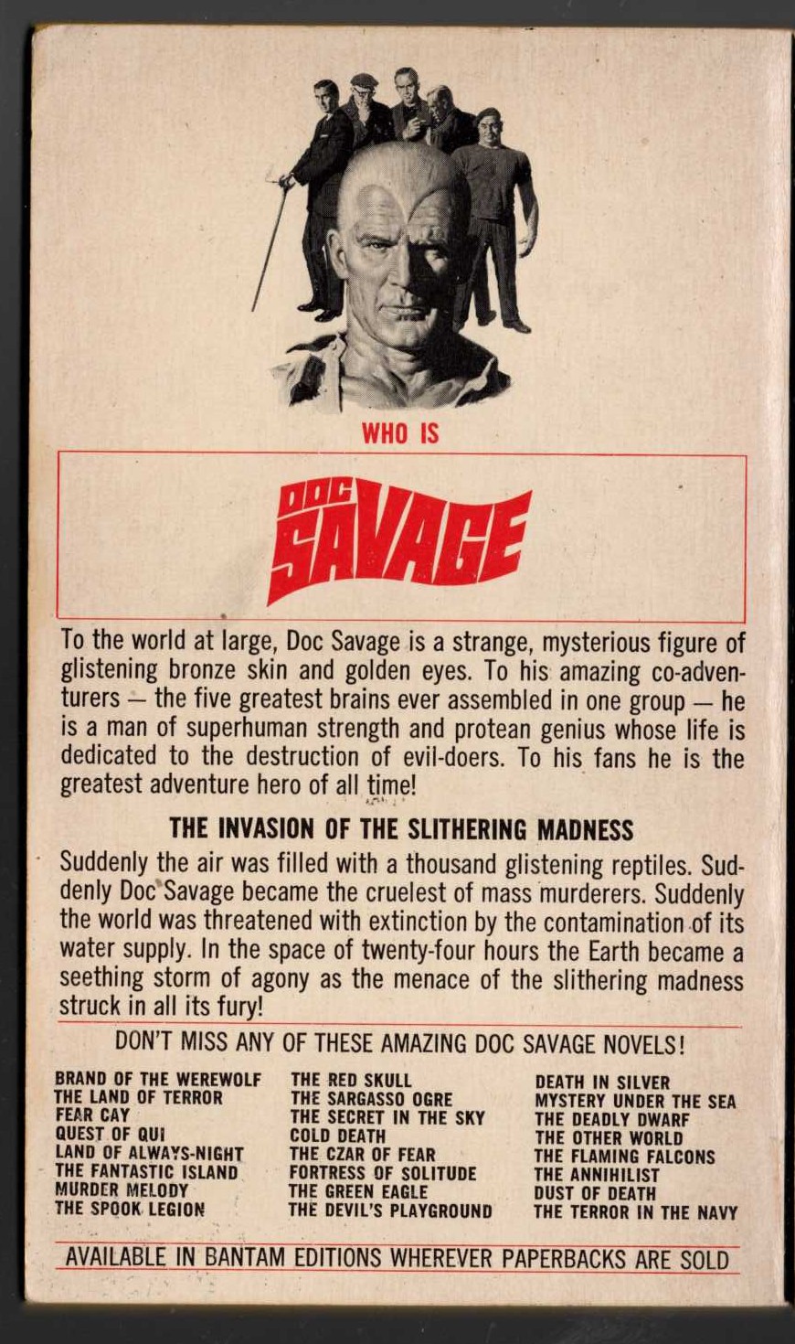 Kenneth Robeson  DOC SAVAGE: MAD EYES magnified rear book cover image