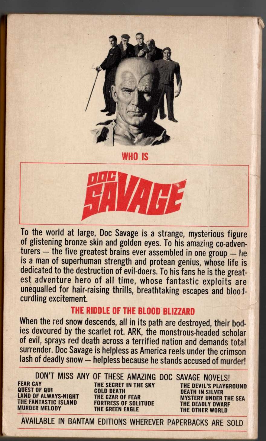 Kenneth Robeson  DOC SAVAGE: RED SNOW magnified rear book cover image