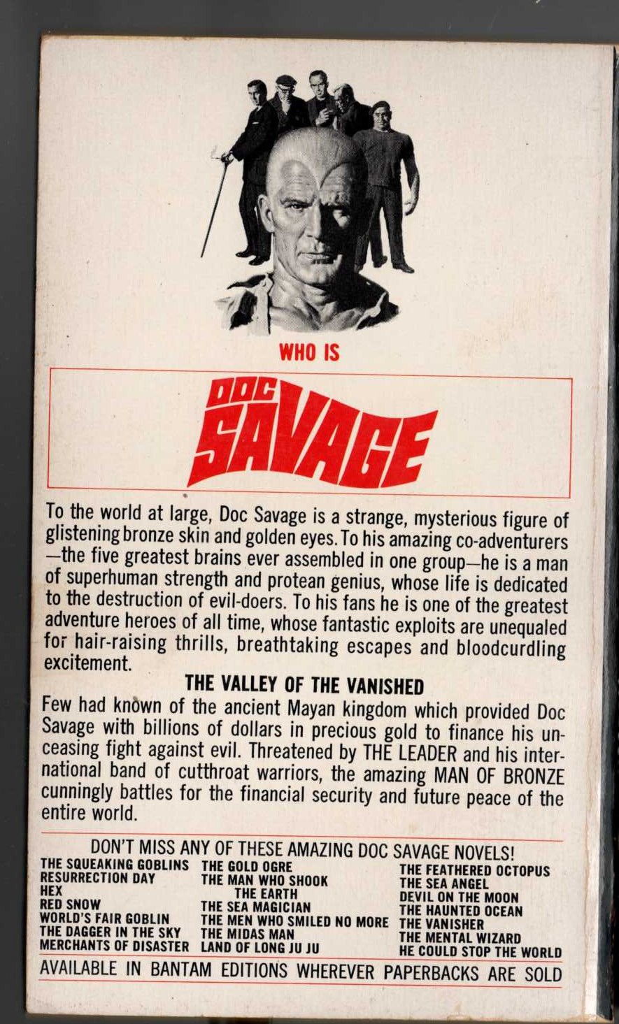 Kenneth Robeson  DOC SAVAGE: THE GOLDEN PERIL magnified rear book cover image