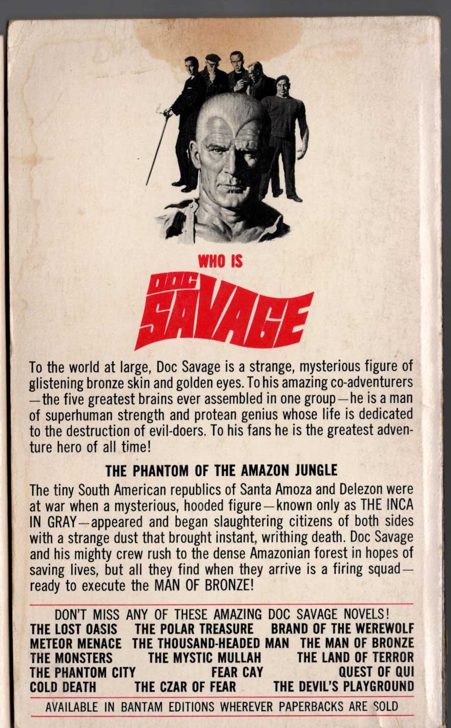 Kenneth Robeson  DOC SAVAGE: DUST OF DEATH magnified rear book cover image