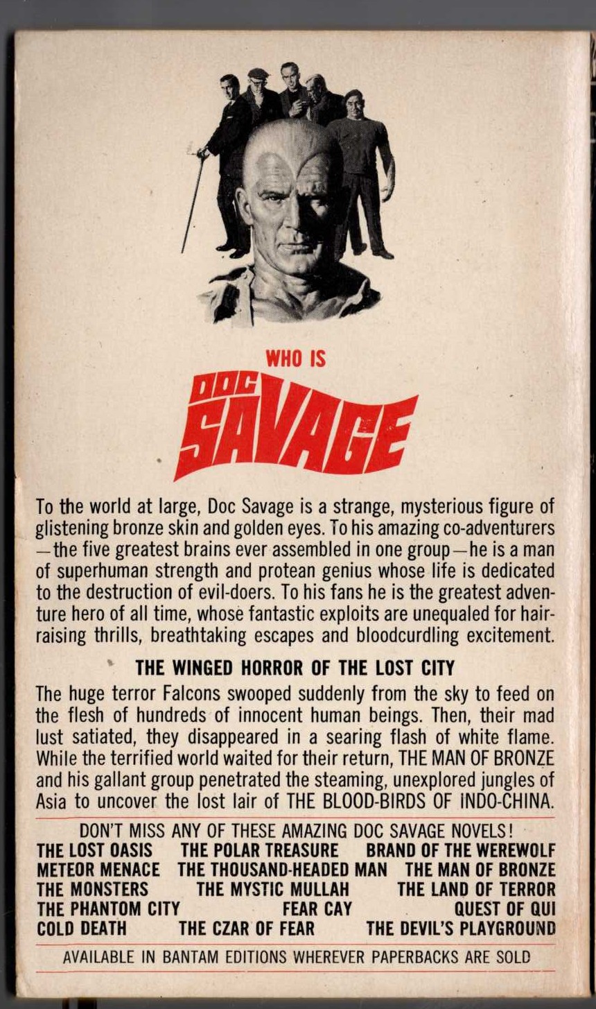 Kenneth Robeson  DOC SAVAGE: THE FLAMING FALCONS magnified rear book cover image
