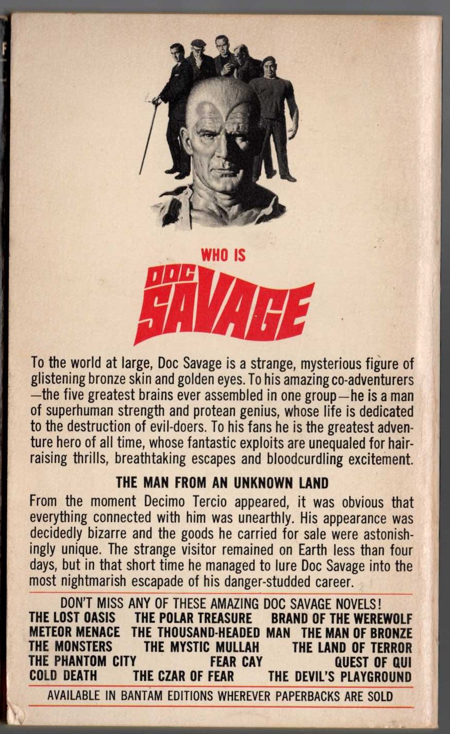 Kenneth Robeson  DOC SAVAGE: THE OTHER WORLD magnified rear book cover image