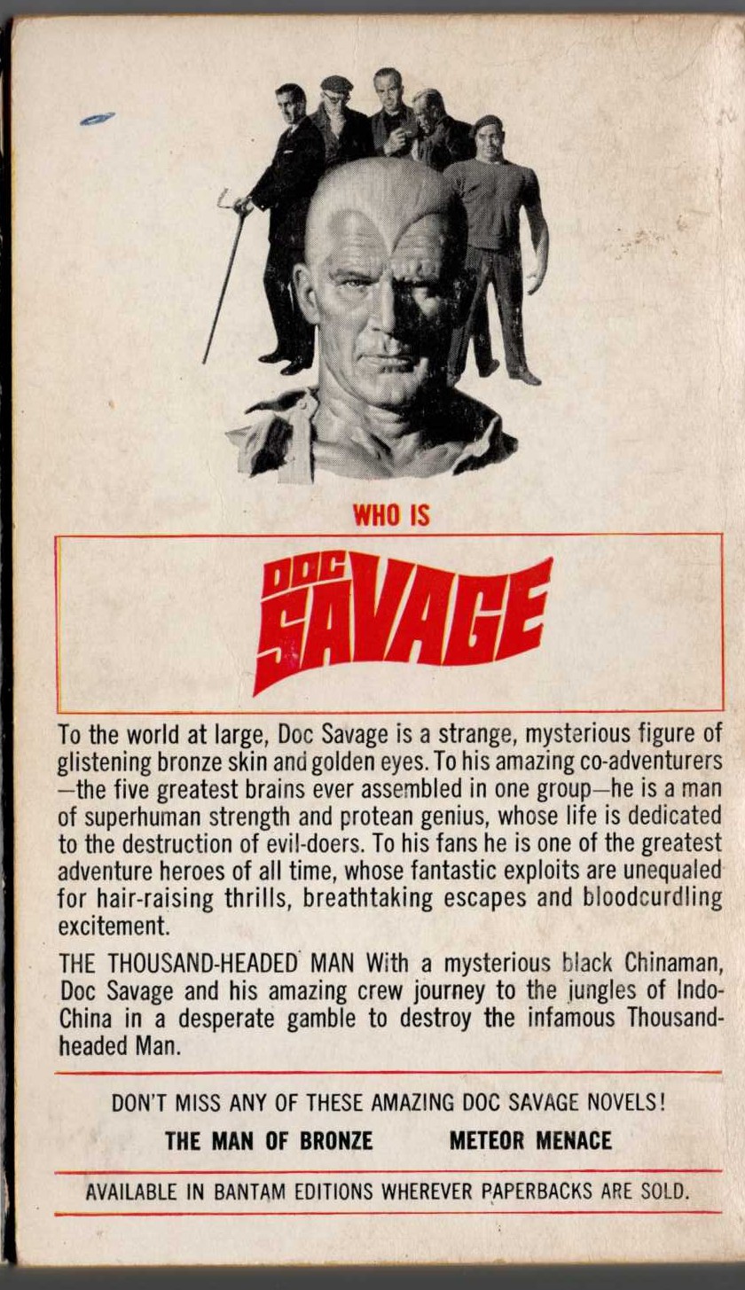 Kenneth Robeson  DOC SAVAGE: THE THOUSAND-HEADED MAN magnified rear book cover image