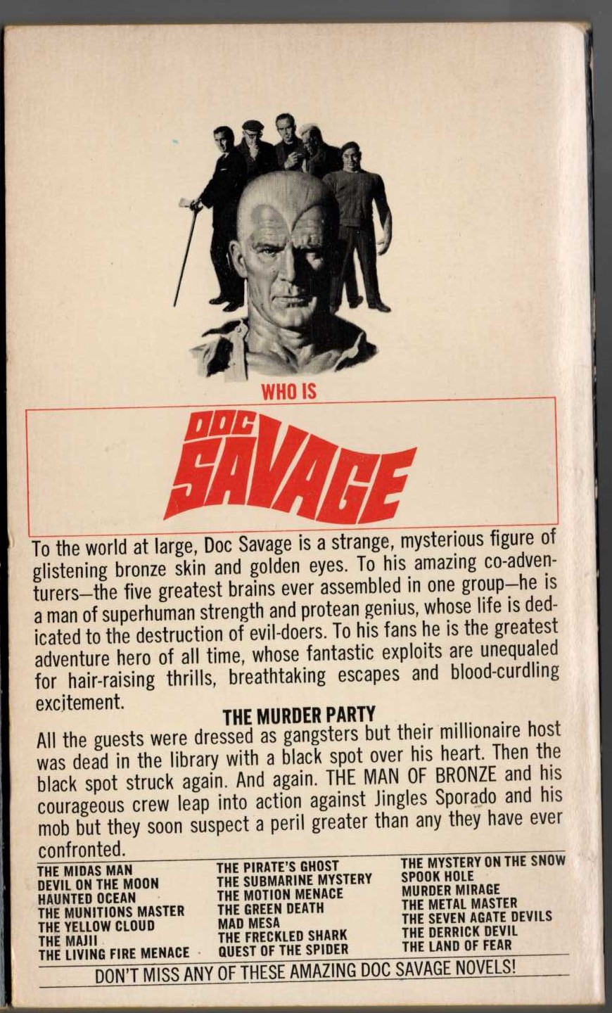 Kenneth Robeson  DOC SAVAGE: THE BLACK SPOT magnified rear book cover image