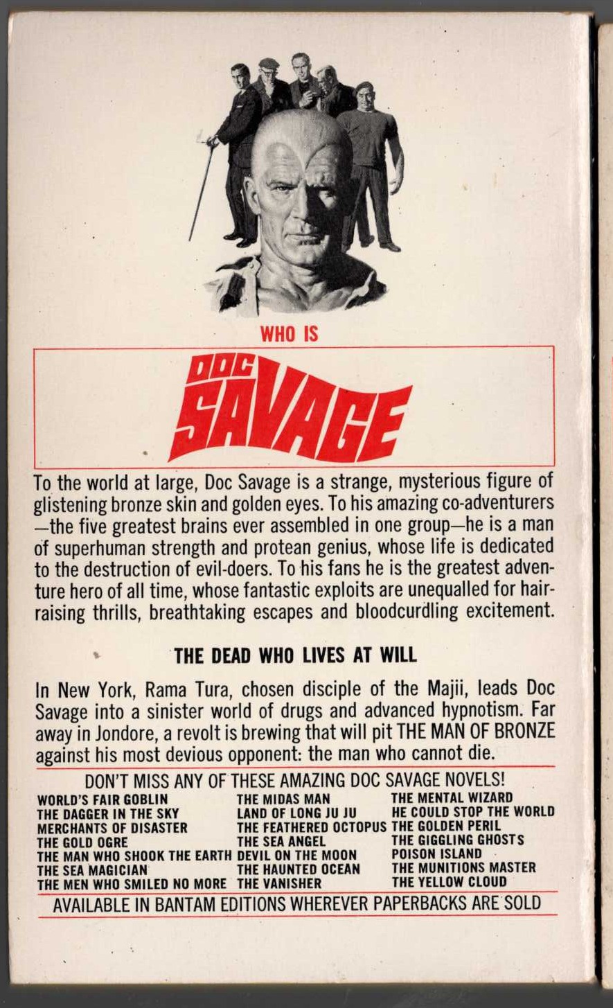 Kenneth Robeson  DOC SAVAGE: THE MAJII magnified rear book cover image