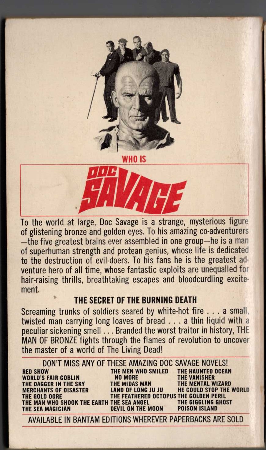 Kenneth Robeson  DOC SAVAGE: THE MUNITIONS MASTER magnified rear book cover image