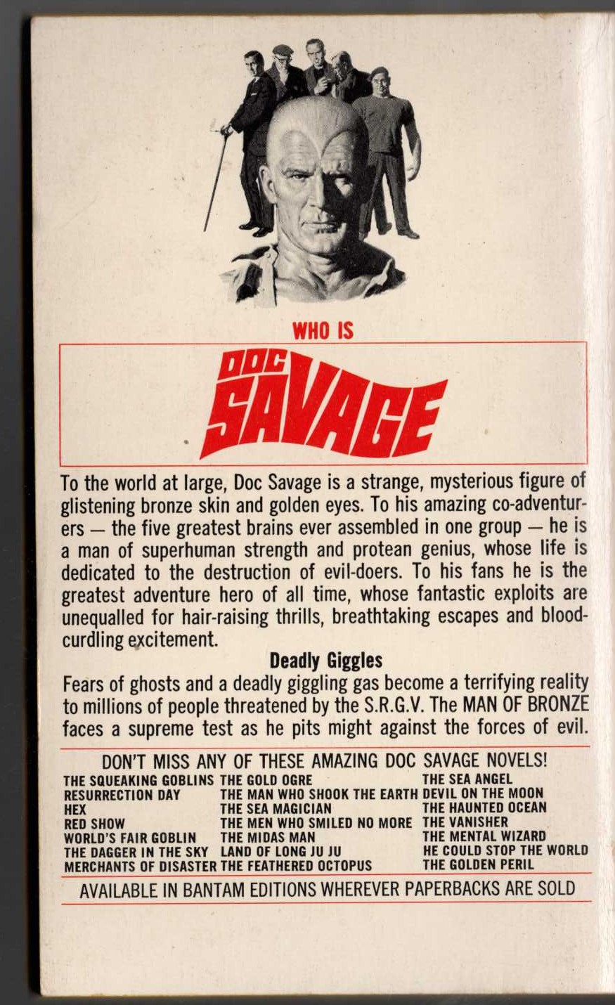 Kenneth Robeson  DOC SAVAGE: THE GIGGLING GHOSTS magnified rear book cover image