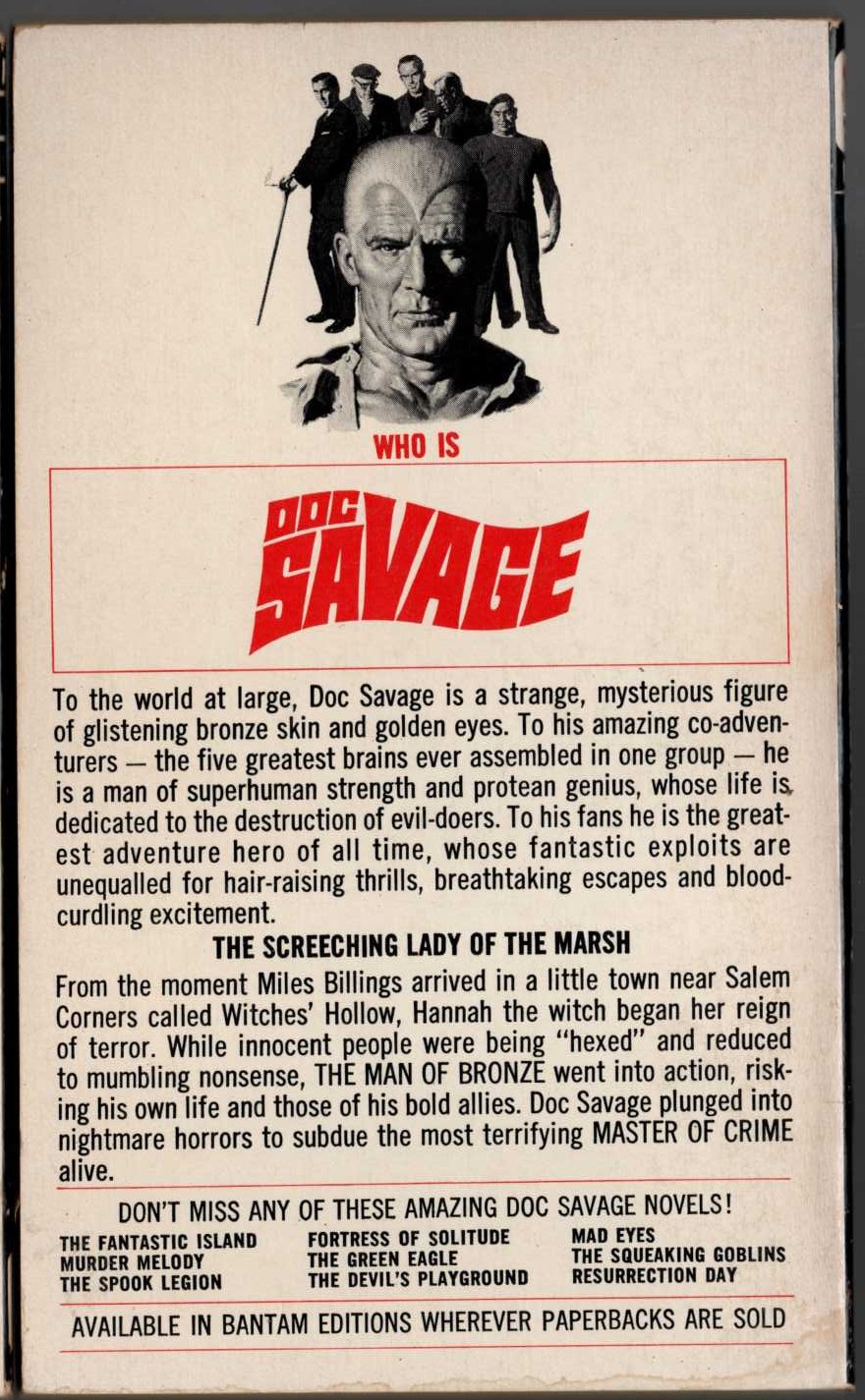 Kenneth Robeson  DOC SAVAGE: HEX magnified rear book cover image