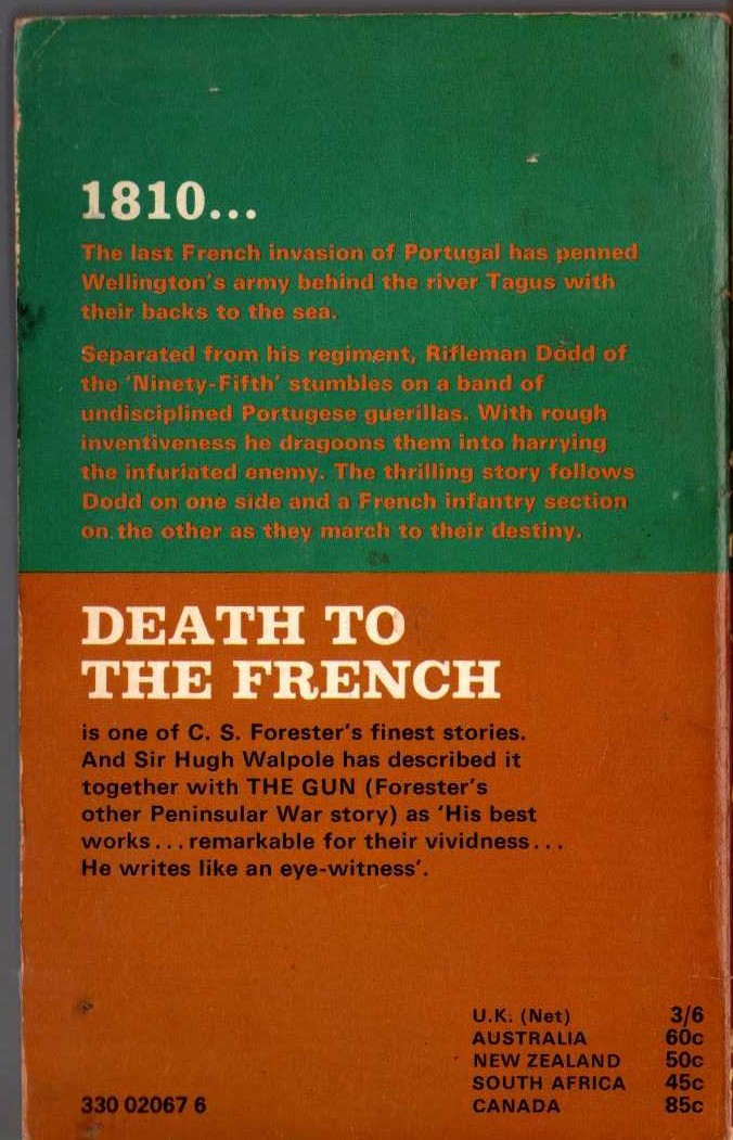 C.S. Forester  DEATH TO THE FRENCH magnified rear book cover image