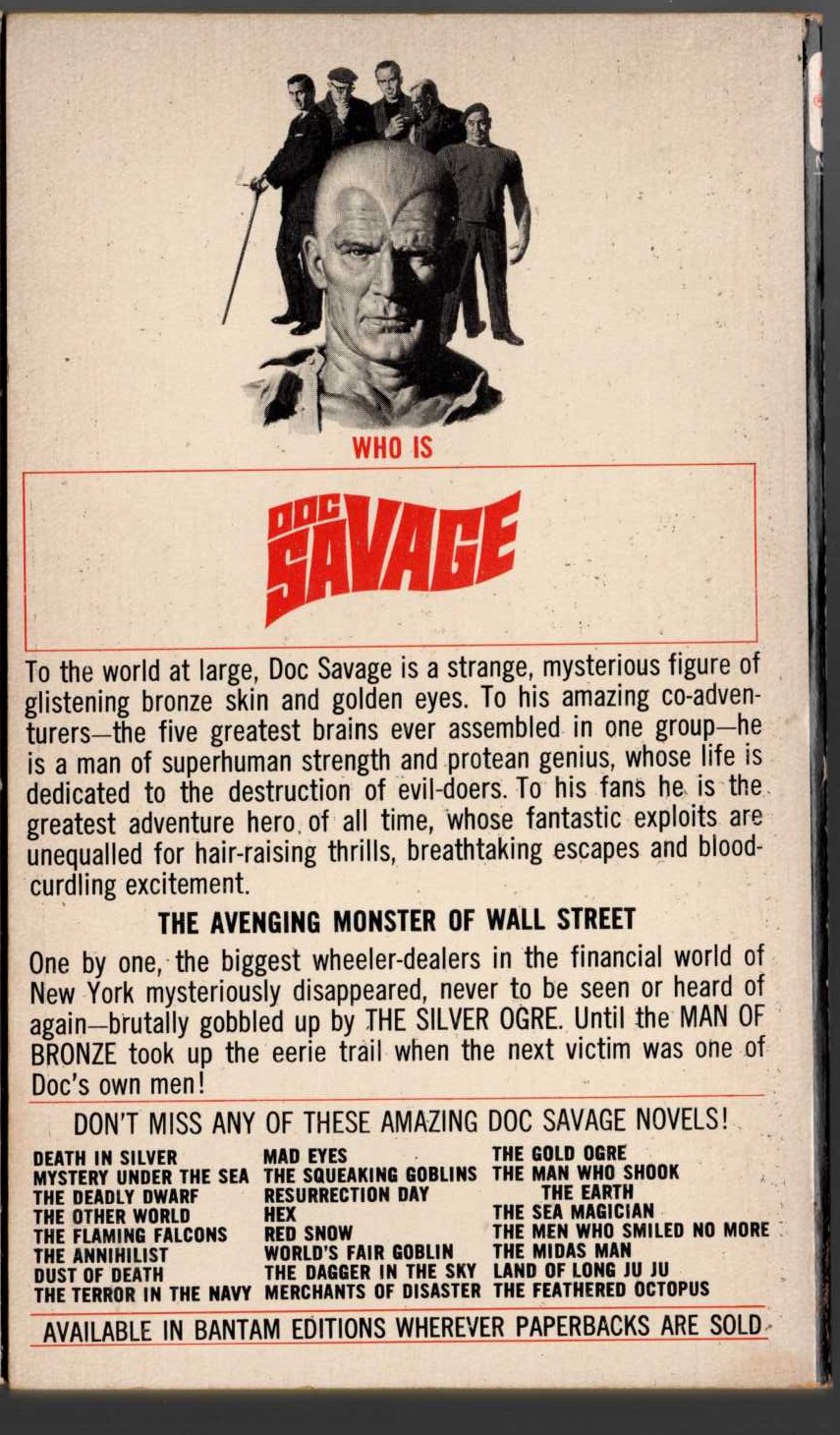 Kenneth Robeson  DOC SAVAGE: THE SEA ANGEL magnified rear book cover image