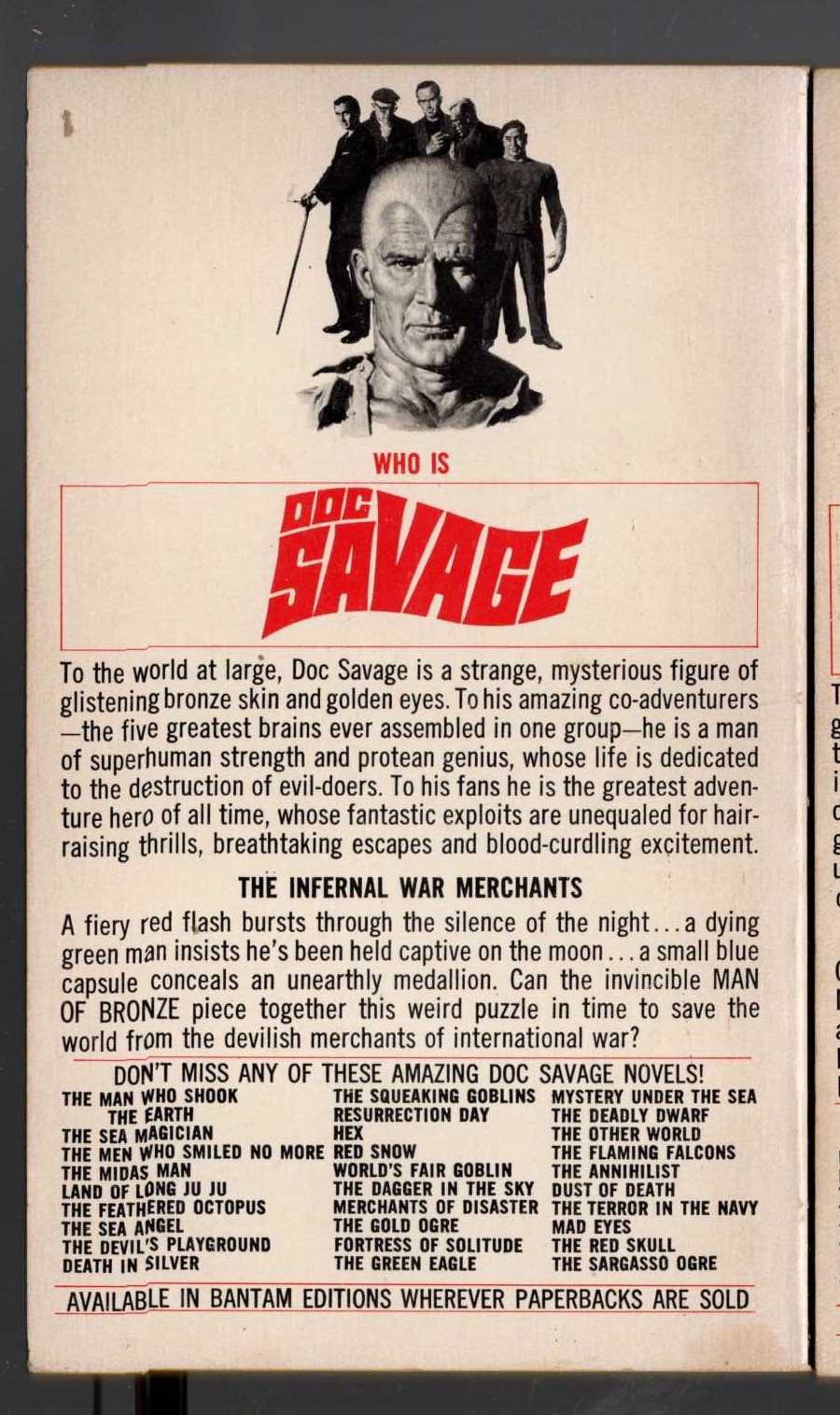 Kenneth Robeson  DOC SAVAGE: DEVIL ON THE MOON magnified rear book cover image