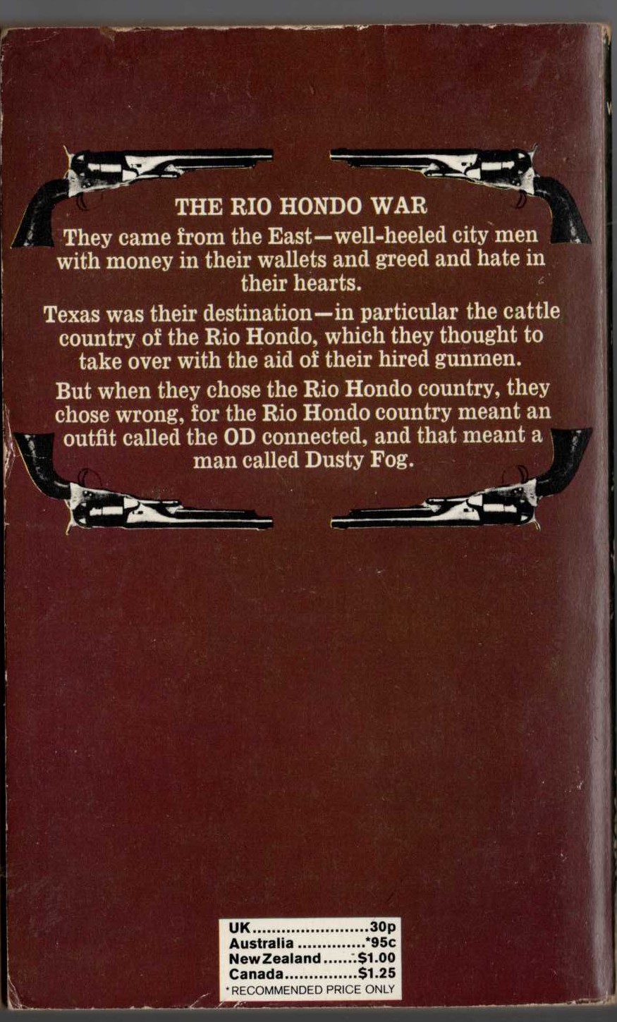 J.T. Edson  THE RIO HONDO WAR magnified rear book cover image