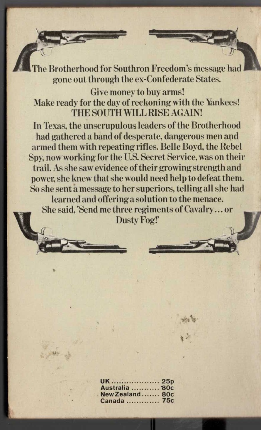 J.T. Edson  THE SOUTH WILL RISE AGAIN magnified rear book cover image