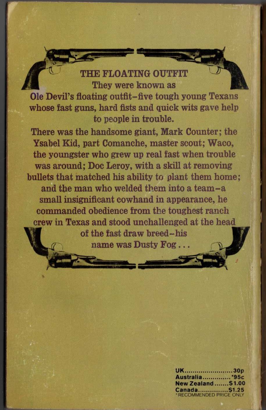 J.T. Edson  THE FLOATING OUTFIT magnified rear book cover image