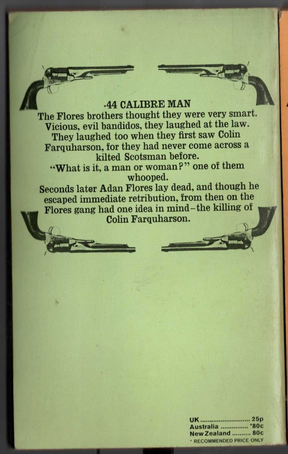 J.T. Edson  .44 CALIBRE MAN magnified rear book cover image