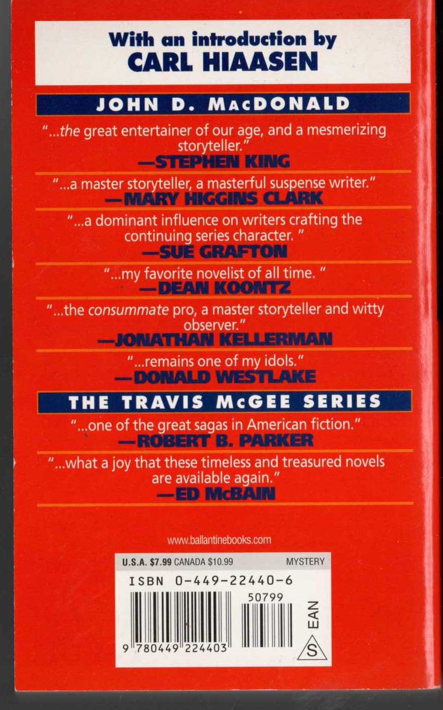 John D. MacDonald  THE QUICK RED FOX magnified rear book cover image