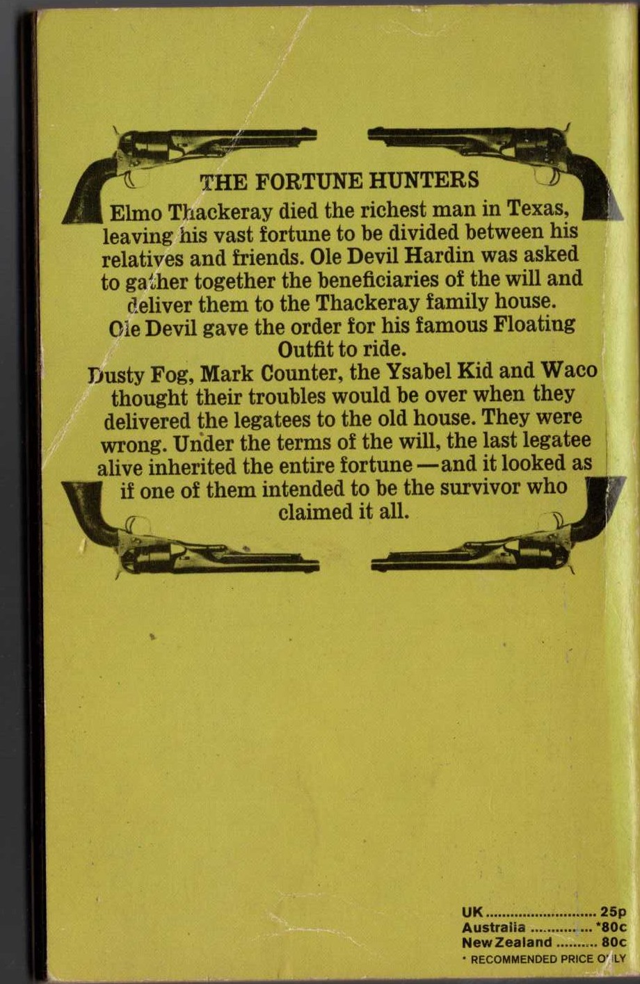 J.T. Edson  THE FORTUNE HUNTERS magnified rear book cover image