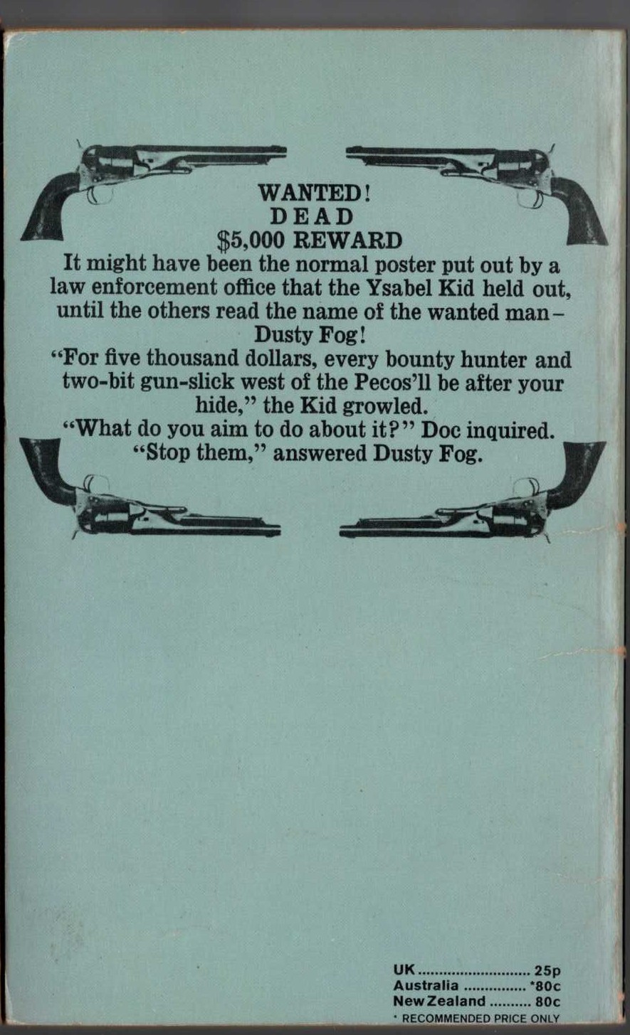 J.T. Edson  RETURN TO BACKSIGHT magnified rear book cover image