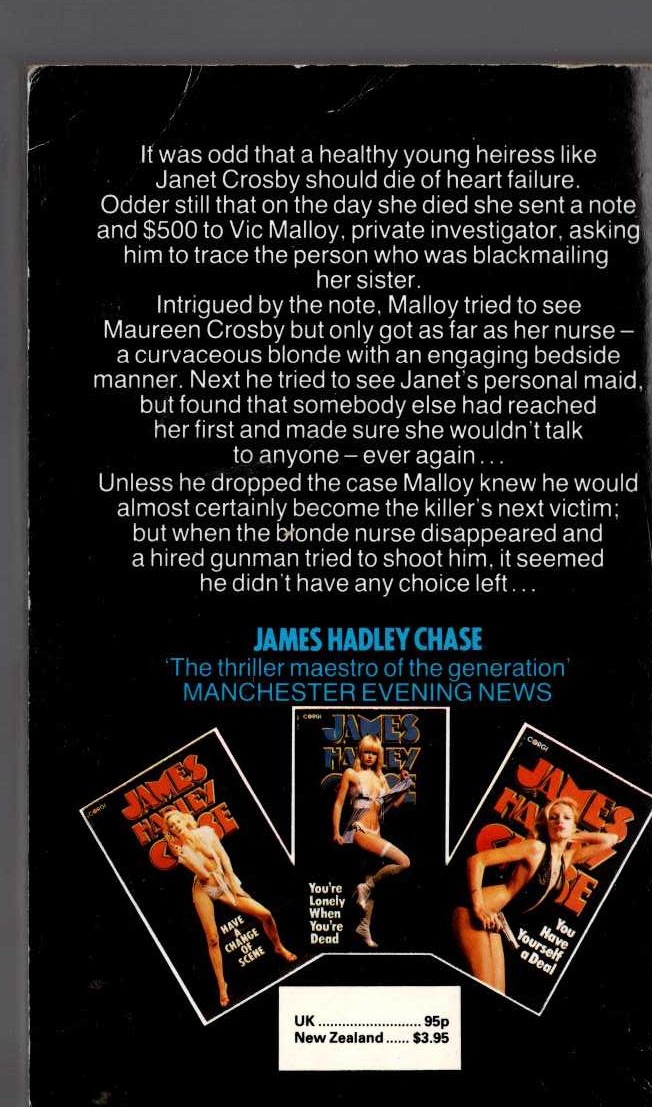James Hadley Chase  LAY HER AMONG THE LILIES magnified rear book cover image