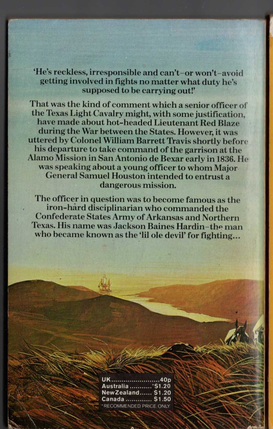 J.T. Edson  YOUNG OLE DEVIL magnified rear book cover image