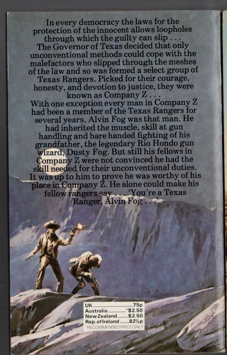 J.T. Edson  YOU'RE A TEXAS RANGER, ALVIN FOG magnified rear book cover image