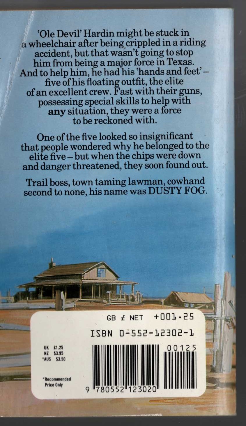 J.T. Edson  OLE DEVIL'S HANDS AND FEET magnified rear book cover image