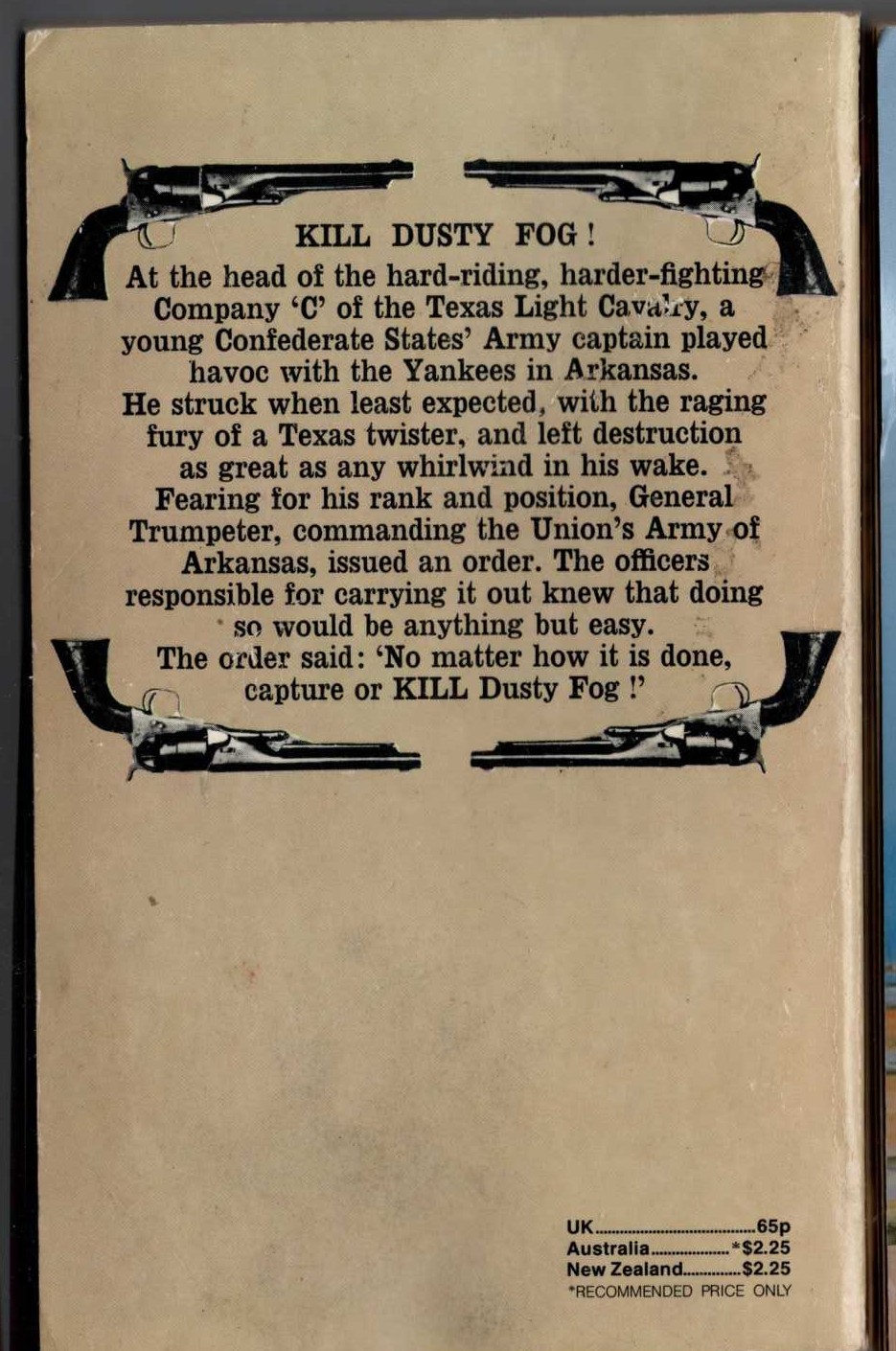 J.T. Edson  KILL DUSTY FOG! magnified rear book cover image