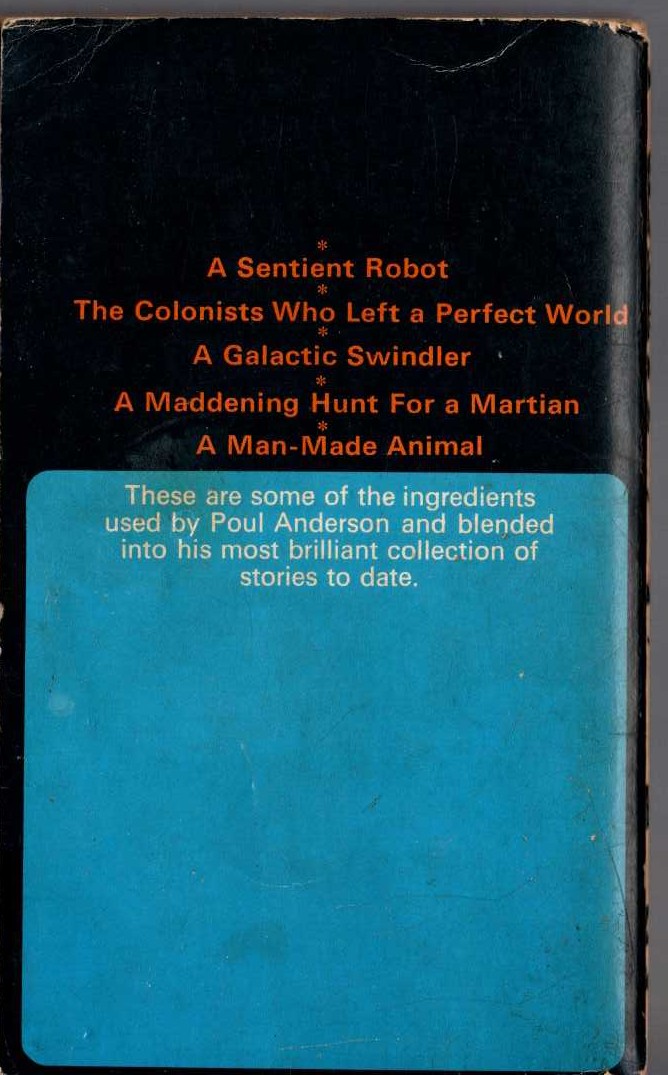 Poul Anderson  STRANGERS FROM EARTH magnified rear book cover image