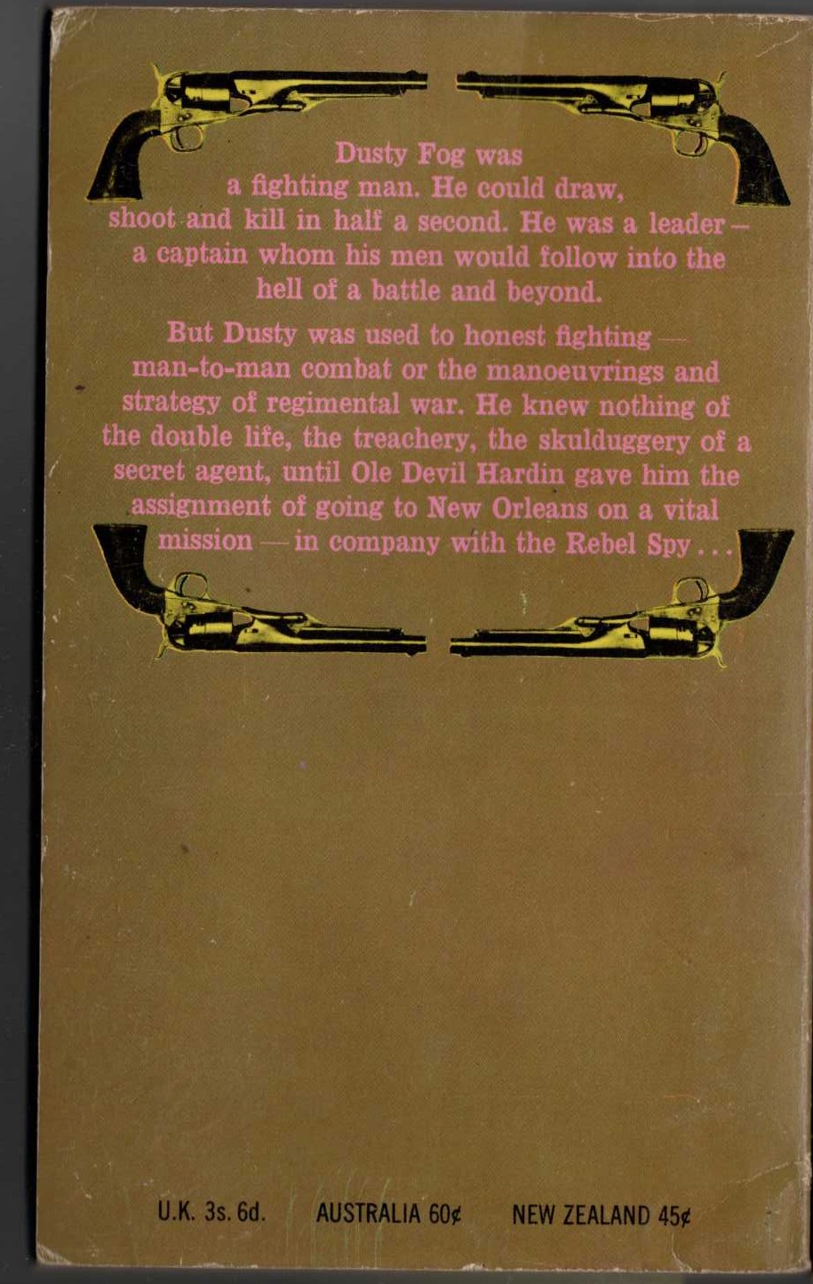 J.T. Edson  THE REBEL SPY magnified rear book cover image