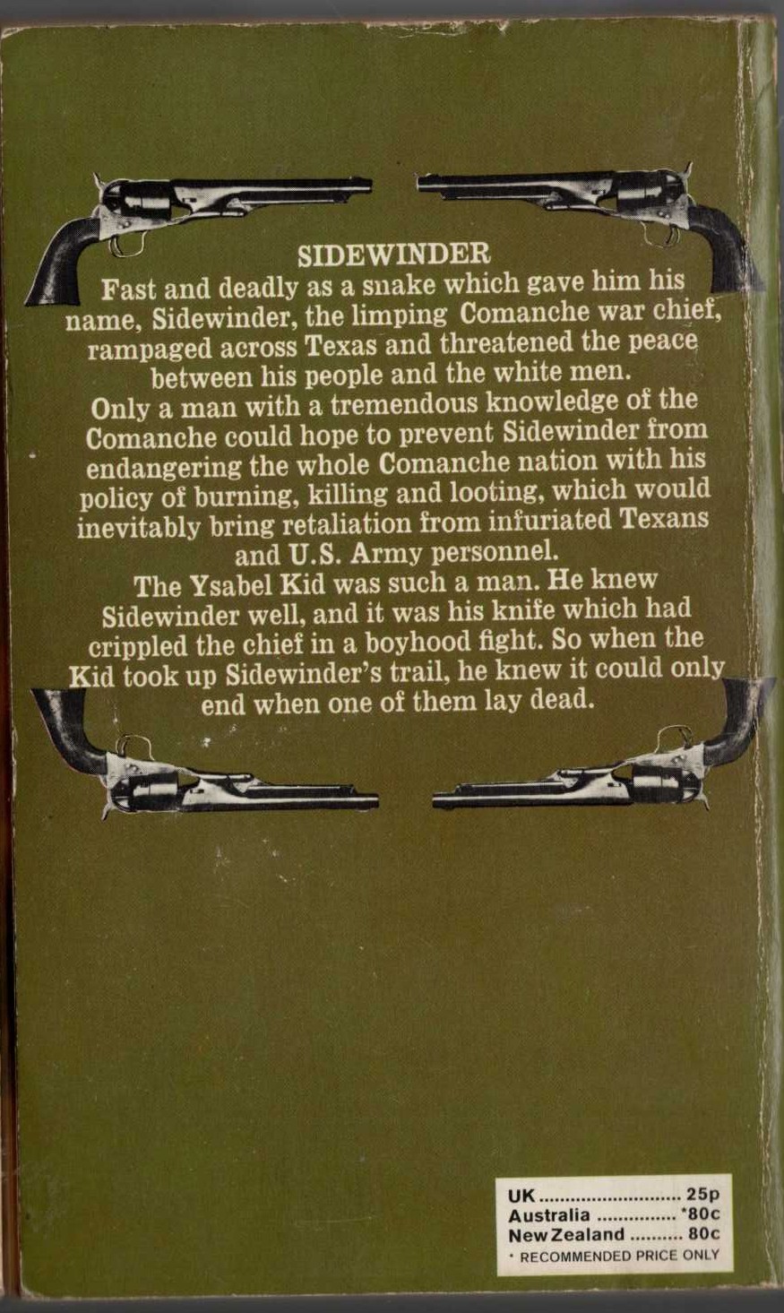 J.T. Edson  SIDEWINDER magnified rear book cover image