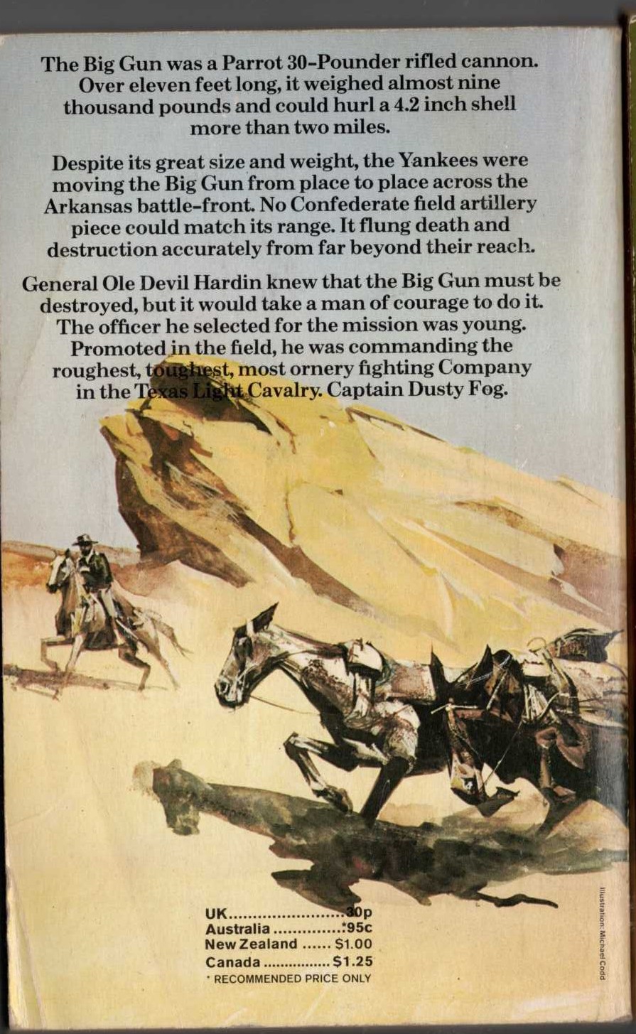 J.T. Edson  THE BIG GUN magnified rear book cover image