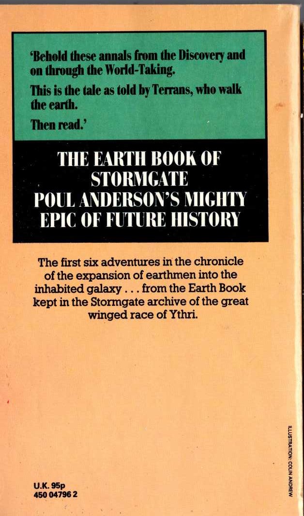 Poul Anderson  THE EARTH BOOK OF STORMGATE - 1 magnified rear book cover image