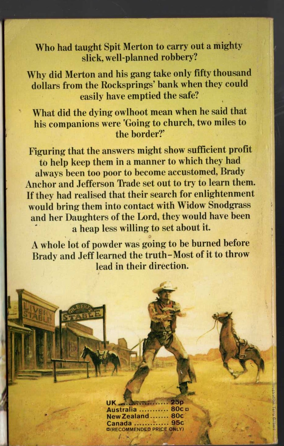 J.T. Edson  TWO MILES TO THE BORDER magnified rear book cover image
