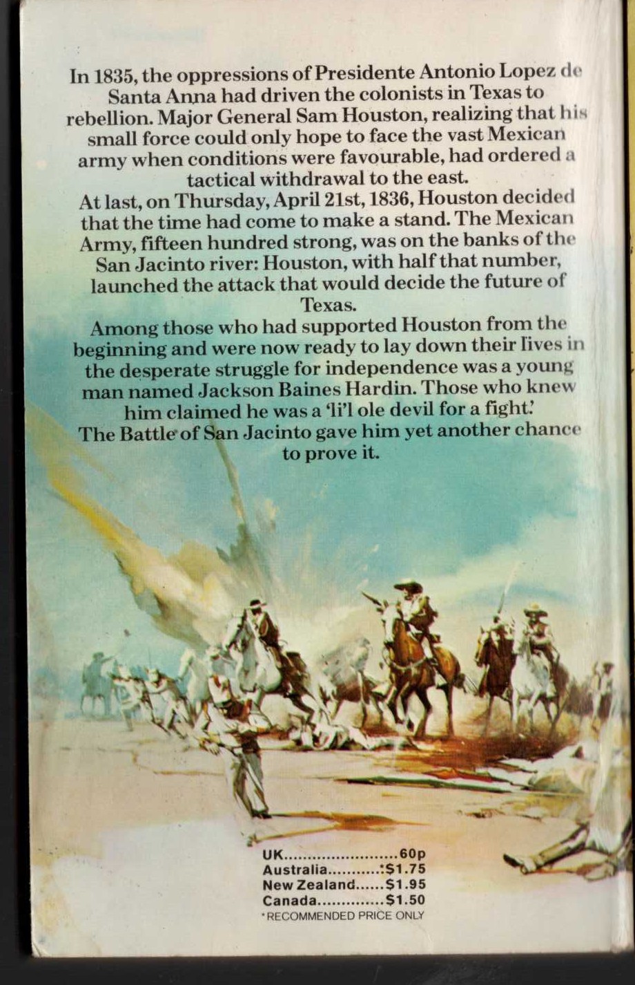 J.T. Edson  OLE DEVIL AT SAN JACINTO magnified rear book cover image