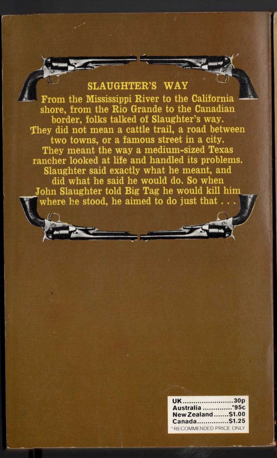 J.T. Edson  SLAUGHTER'S WAY magnified rear book cover image