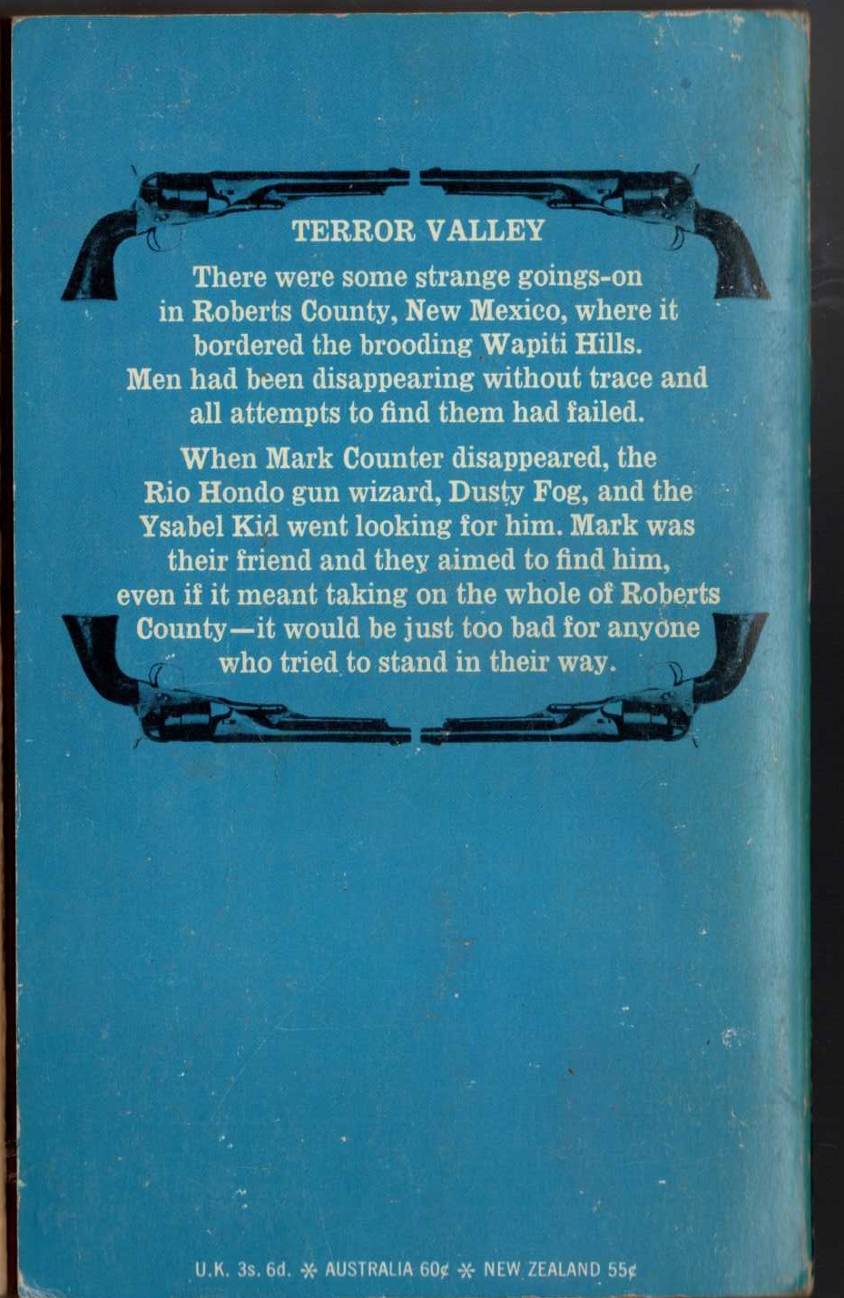 J.T. Edson  TERROR VALLEY magnified rear book cover image