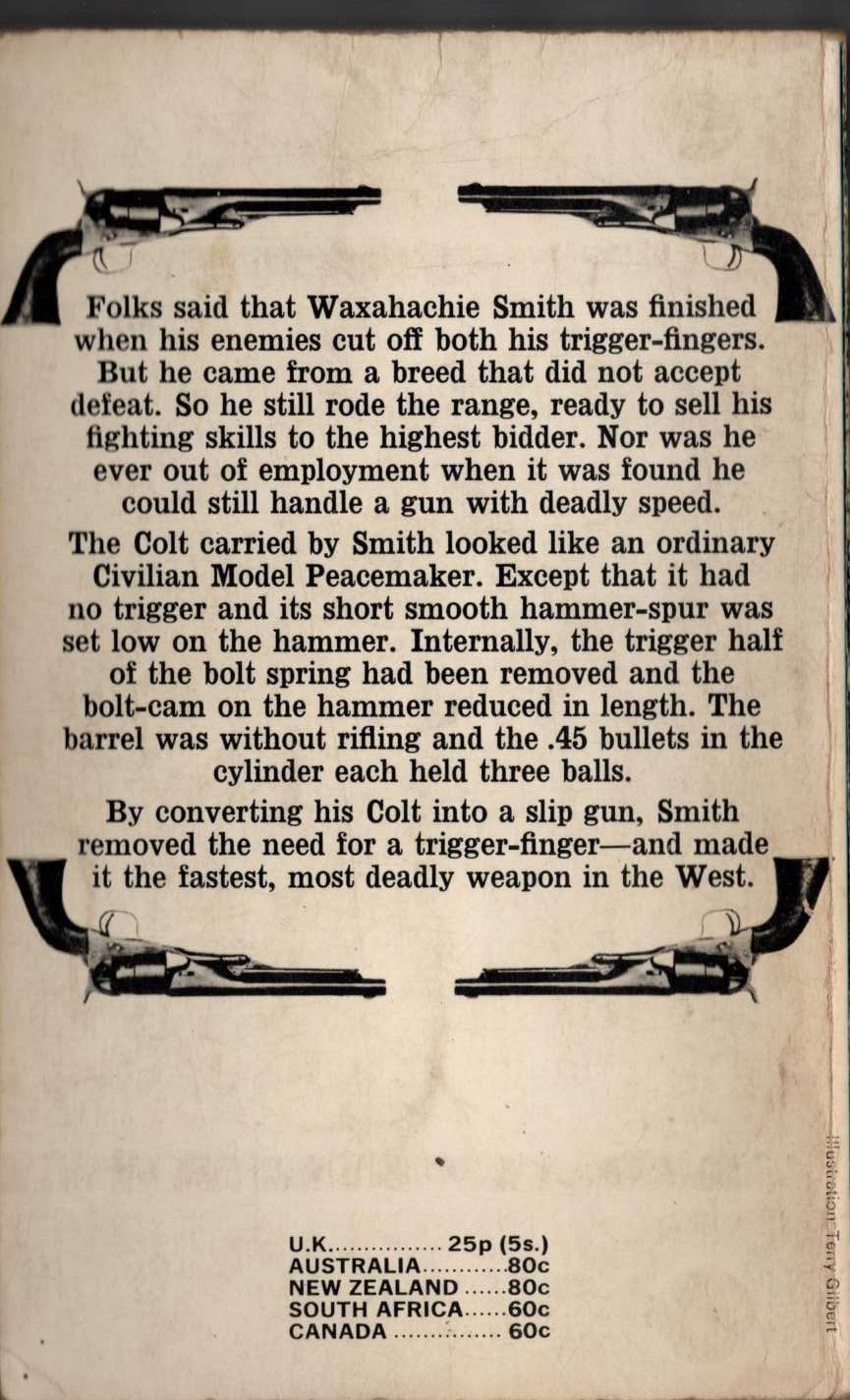 J.T. Edson  SLIP GUN magnified rear book cover image