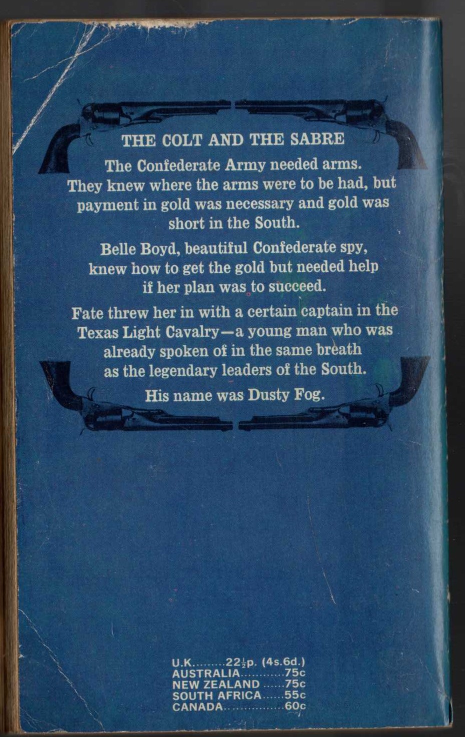 J.T. Edson  THE COLT AND THE SABRE magnified rear book cover image