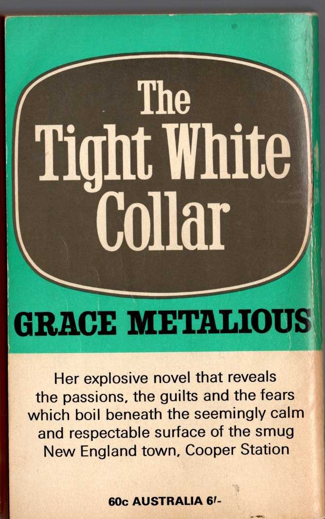 Grace Metalious  THE TIGHT WHITE COLLAR magnified rear book cover image