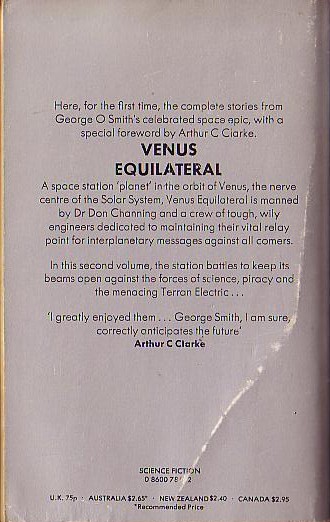George O. Smith  VENUS EQUILATERAL (Volume two) magnified rear book cover image