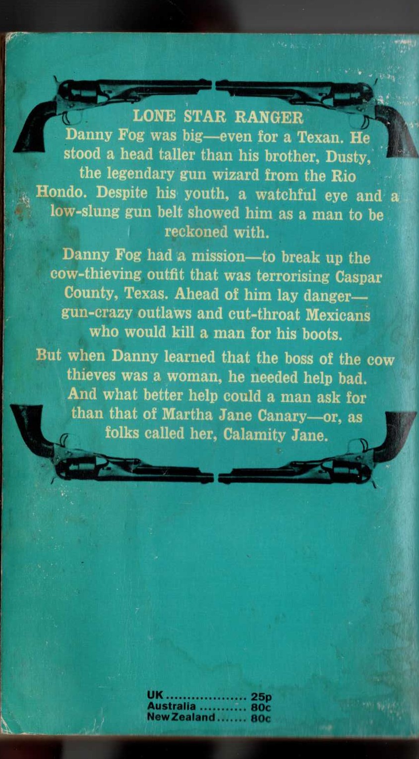 J.T. Edson  THE COW THIEVES magnified rear book cover image