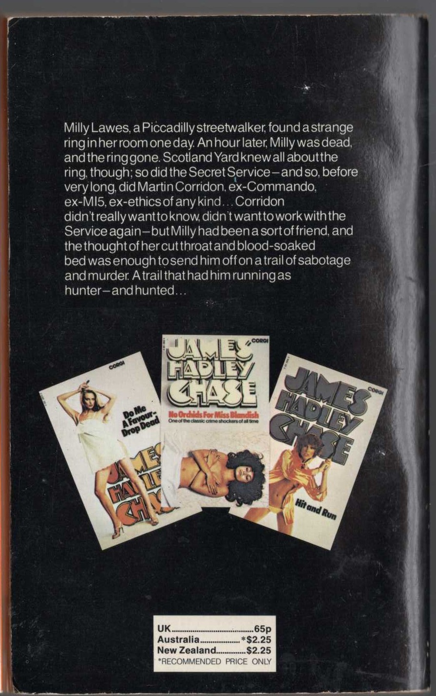 James Hadley Chase  WHY PICK ON ME? magnified rear book cover image