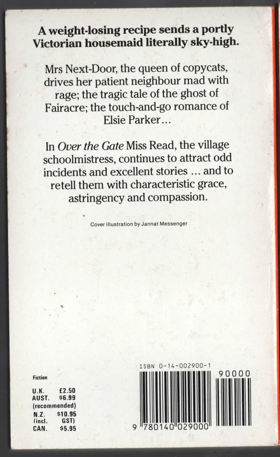 Miss Read  OVER THE GATE magnified rear book cover image